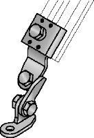 MQS-SP-T Galvanised pre-assembled strut channel connector with FM approval for transversal seismic bracing of fire sprinkler pipes