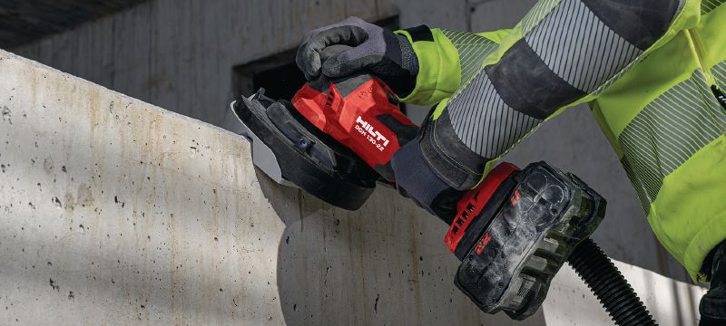 DGH 130-22 cordless concrete grinder Cordless concrete grinder with brushless motor for grinding concrete joints and finishing surfaces (Nuron battery platform) Applications 1